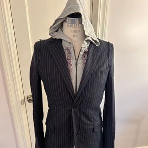 Euro Deconstructed Blazer with Zip-Out Faux Cotton Hoodie - Size M